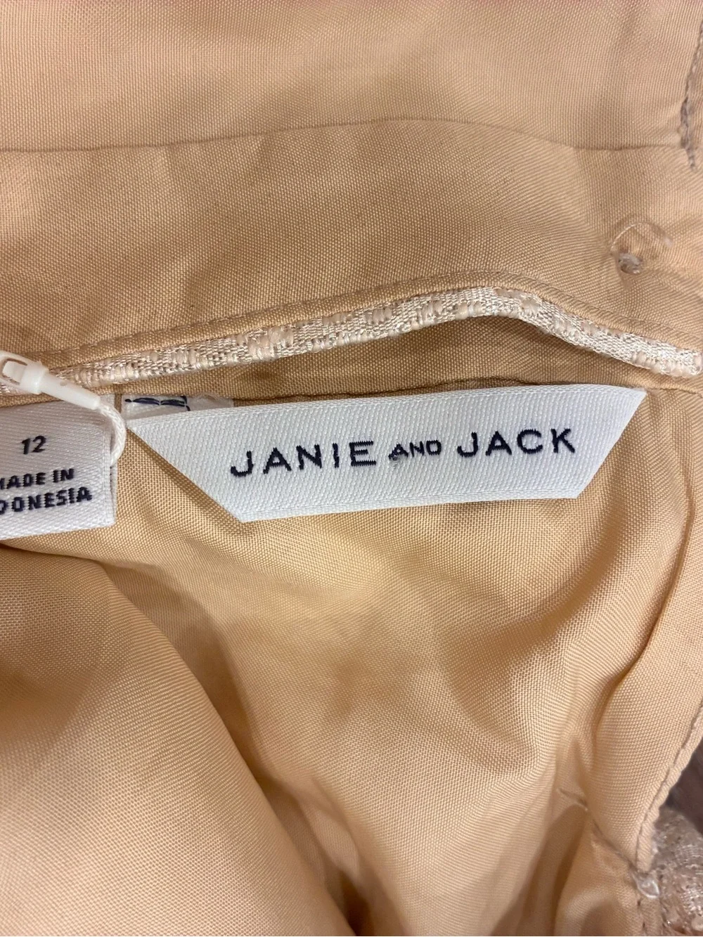 NWT Janie & Jack Gold Formal Dress Shimmer Sparkle Lined Summer Outfit 12 Girl